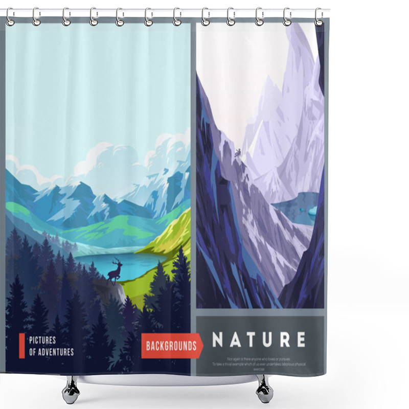 Personality  Set Of Nature Landscape Backgrounds  Shower Curtains