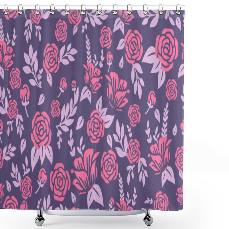 Personality  Valentine Floral Pattern Background, With Beautiful Leaf And Flower Drawing. Shower Curtains