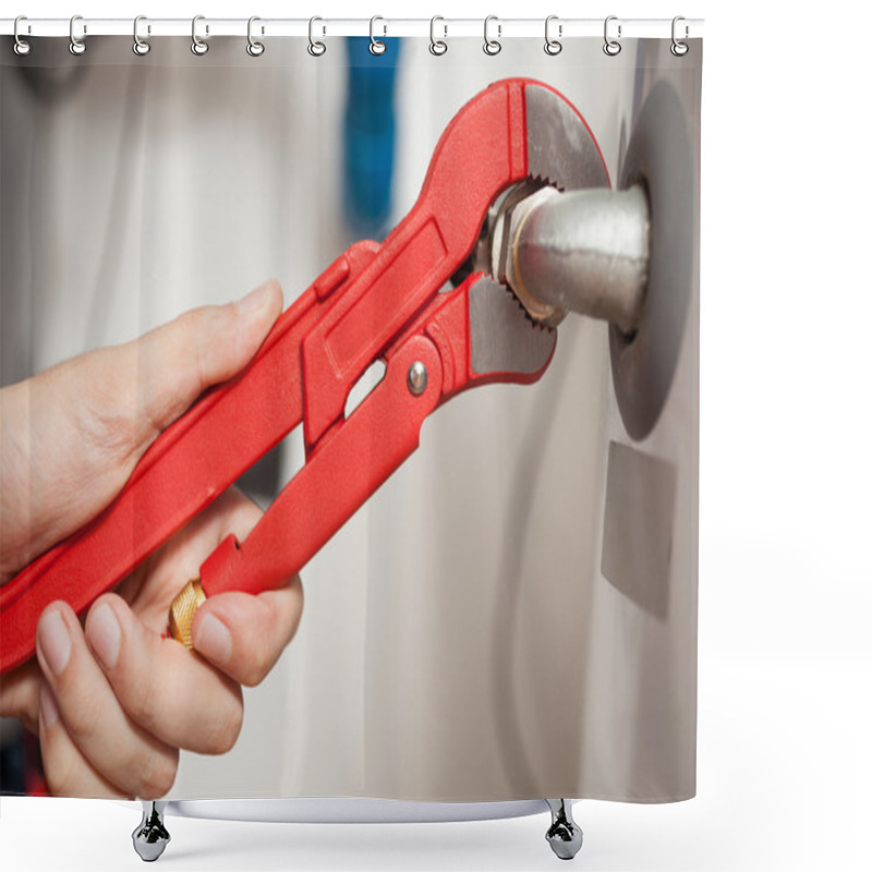 Personality  Detail Of Wrench Tighting Up Fitting Shower Curtains