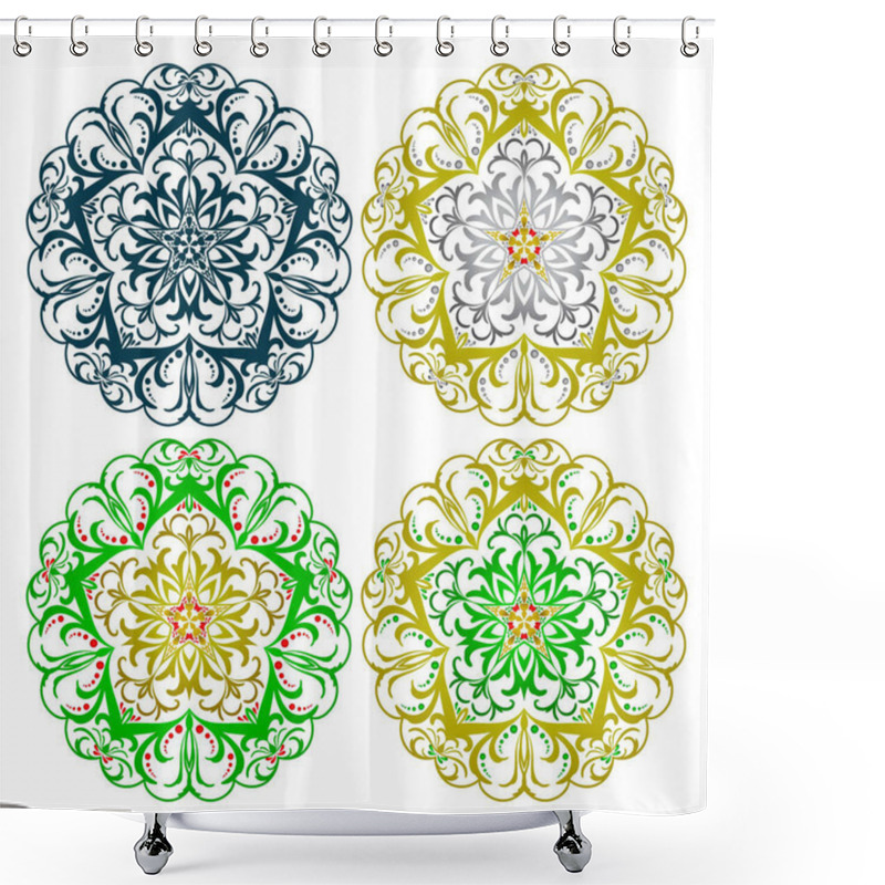 Personality  Mandala Frame Element Vector Illustration. Floral Ornament Background. Dynamic Line For Decoration, Islamic, Arabic. Eps 10 Vetor Shower Curtains