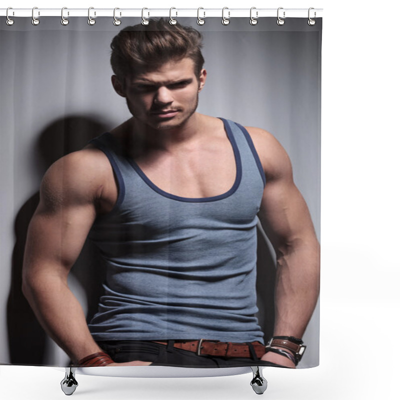 Personality  Beautiful Man With Hands In Pockets Shower Curtains