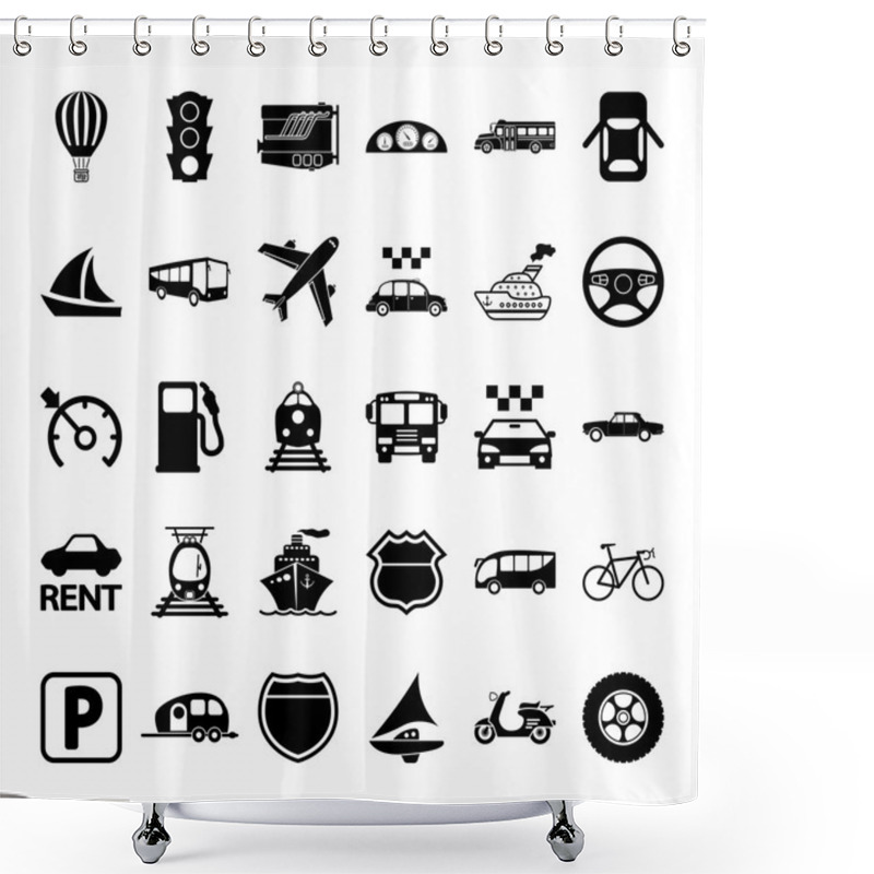 Personality  Transportation Icon Set. Shower Curtains