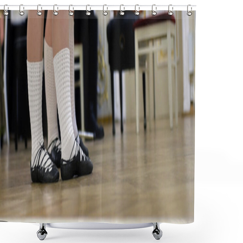 Personality  Dancers Feet Shod In Shoes For Celtic Dance Shower Curtains