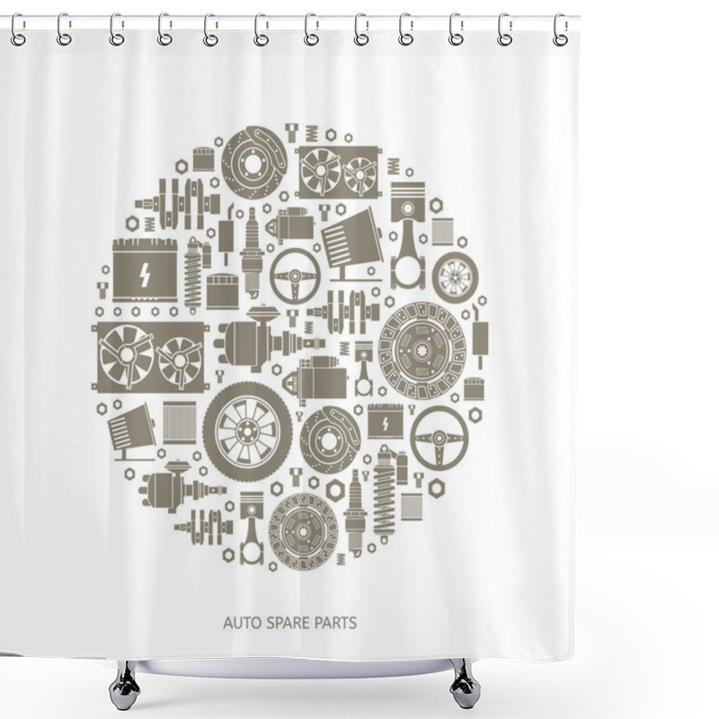 Personality  Set Of Auto Spare Parts Shower Curtains