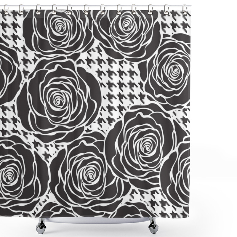 Personality  Floral Seamless Pattern With Roses On Tweed Texture Background. Shower Curtains