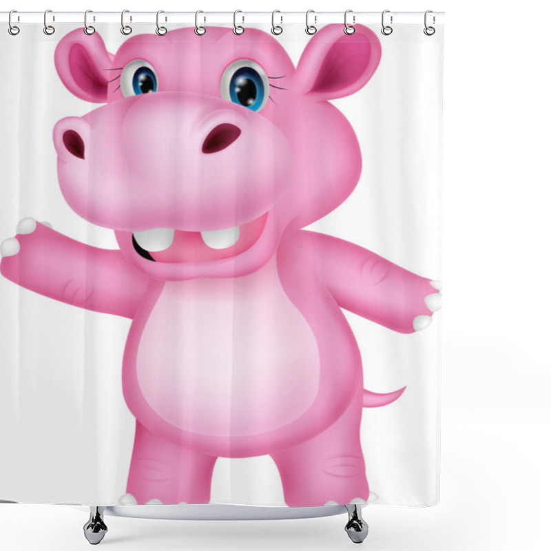 Personality  Funny Hippo Waving Shower Curtains