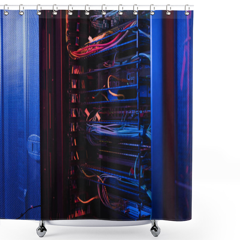 Personality  Wires In Open Server In Data Center, Cyber Security Concept Shower Curtains