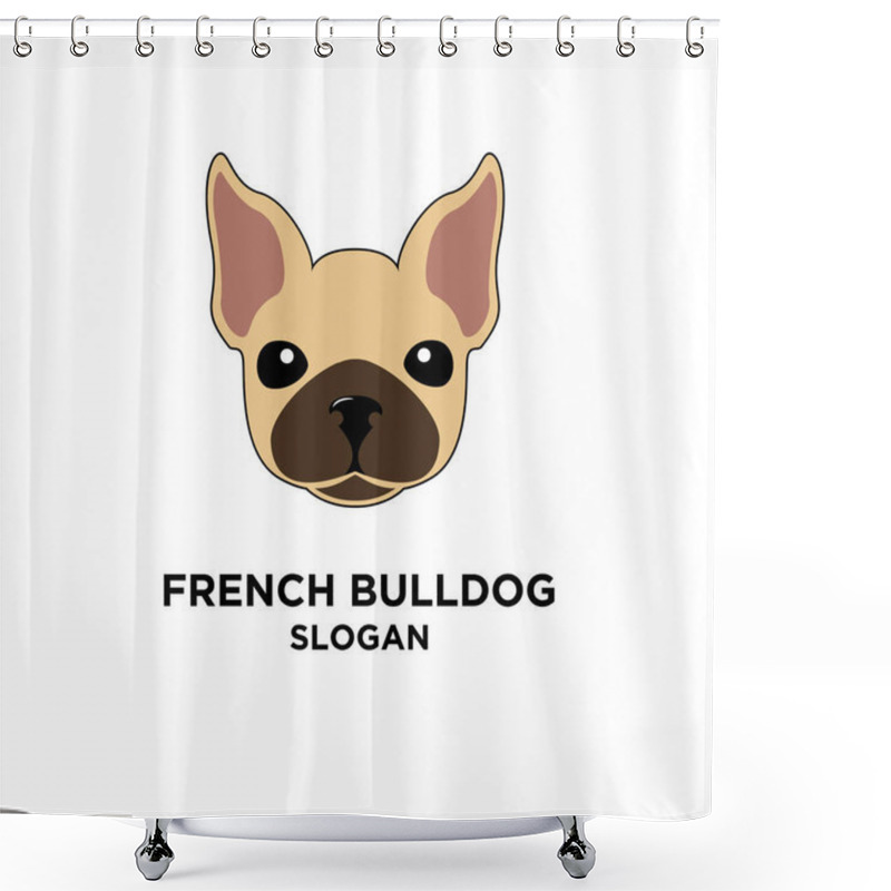 Personality  French Bulldog Head Vector Logo Icon Pattern Template Design Isolated Background Shower Curtains