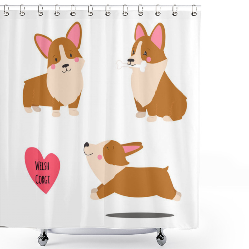 Personality  Cute Welsh Corgi Set Shower Curtains