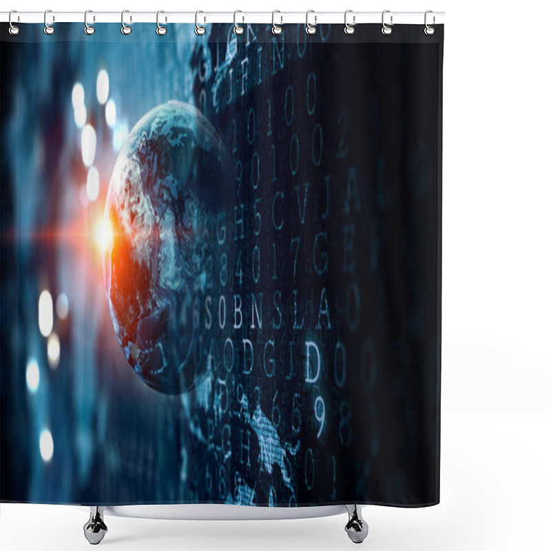 Personality  Digital Code Electronic High Tech Background Shower Curtains