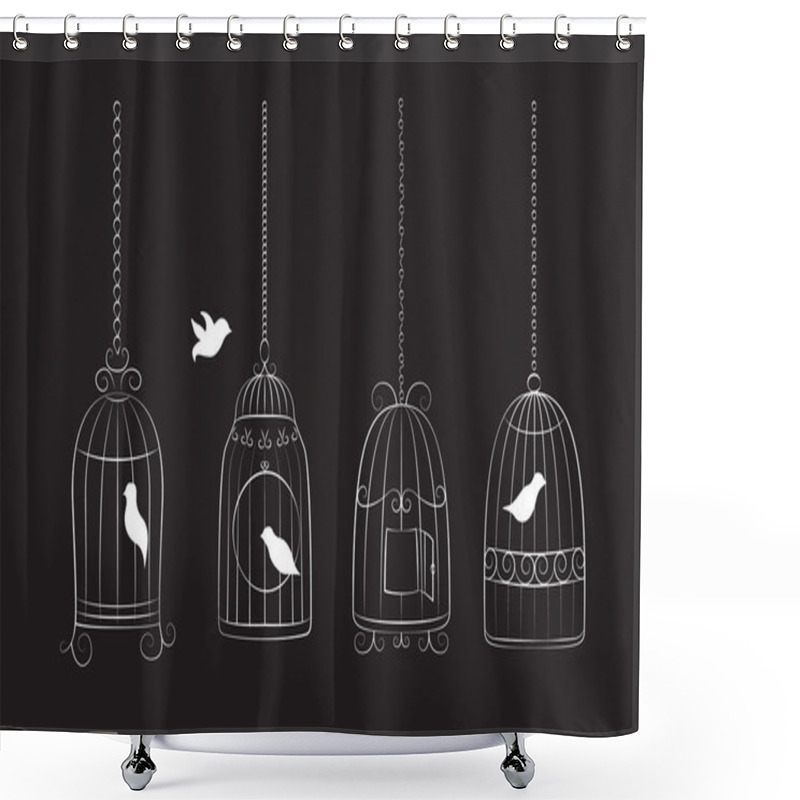 Personality  Birds In Cages Shower Curtains