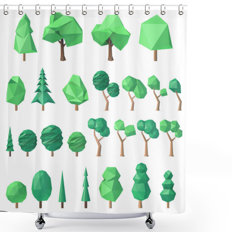 Personality  Big Set Of Polygonal Trees Shower Curtains