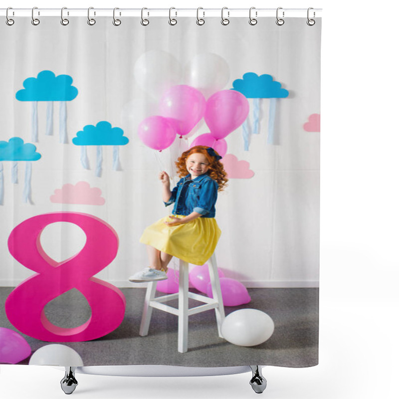 Personality  Girl With Balloons At Birthday Party Shower Curtains