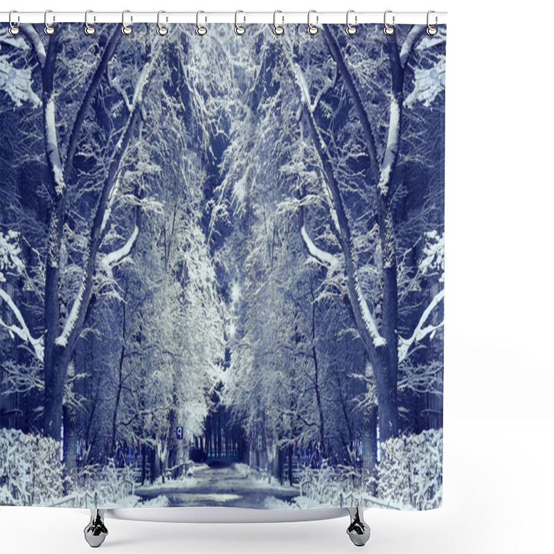 Personality  Night Winter Landscape Shower Curtains