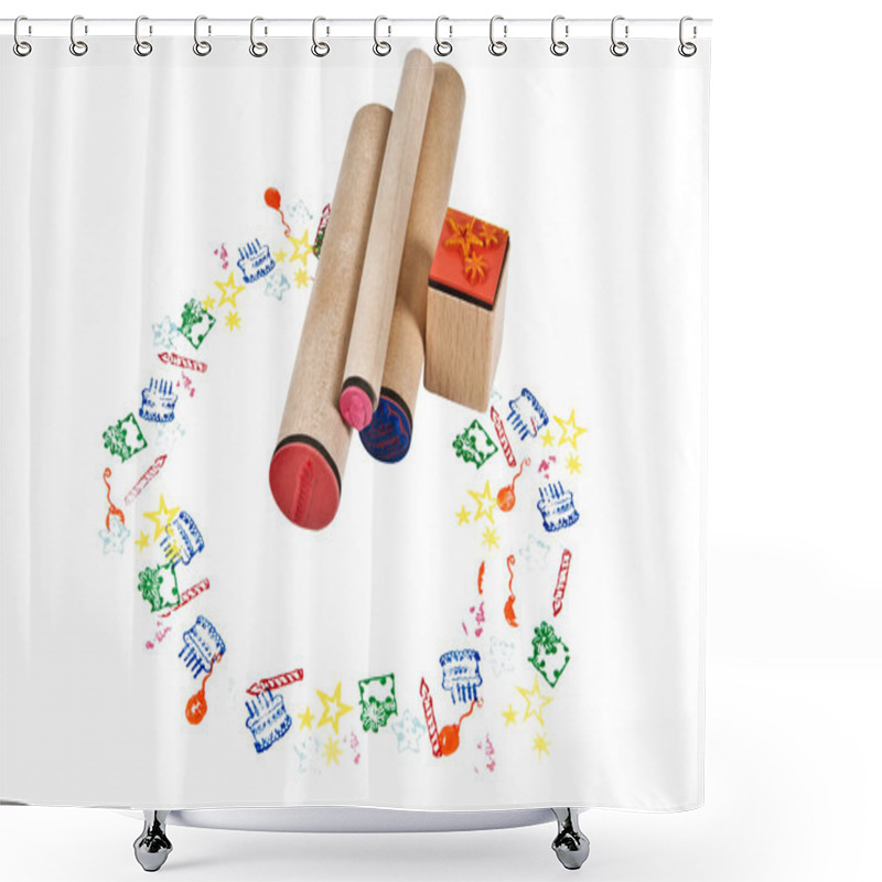 Personality  Rubber Stamps Shower Curtains