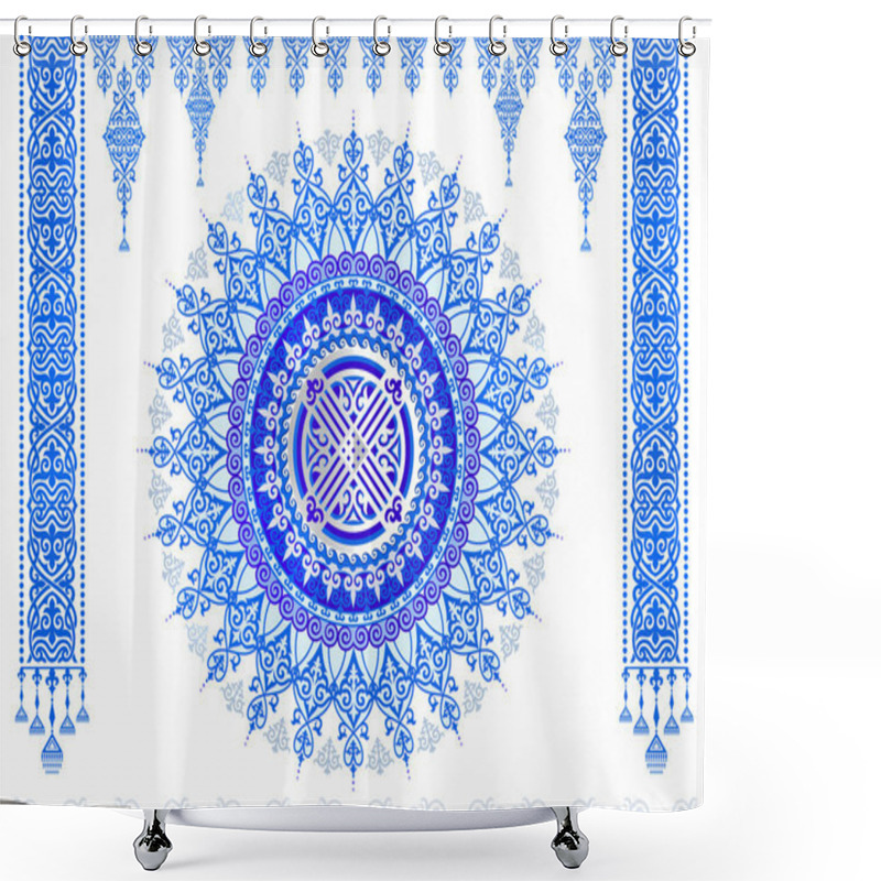 Personality  Beautiful Background Shanyrak Interior Ceiling, Chic Golden Symbols Of Kazakh Art, Yurts Element, An Element Of The Kazakh Tent. Shanyrak - A Symbol Of The Eastern People, A Symbol Of Prosperity. Shower Curtains