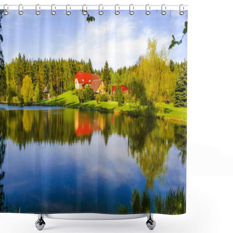 Personality  House In The Middle Of Forest Shower Curtains