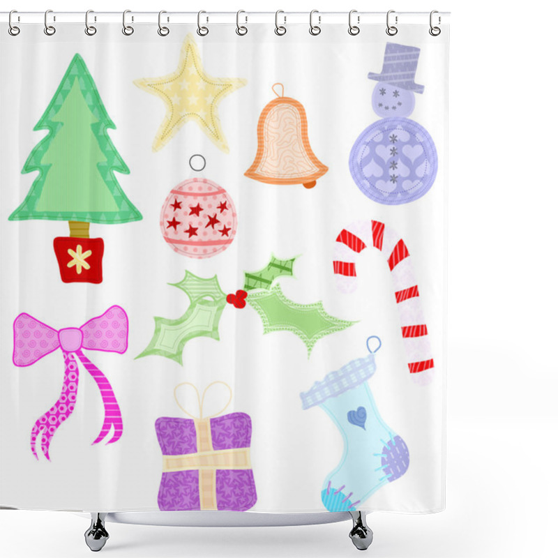 Personality  Christmas Appliqué Shapes Shower Curtains