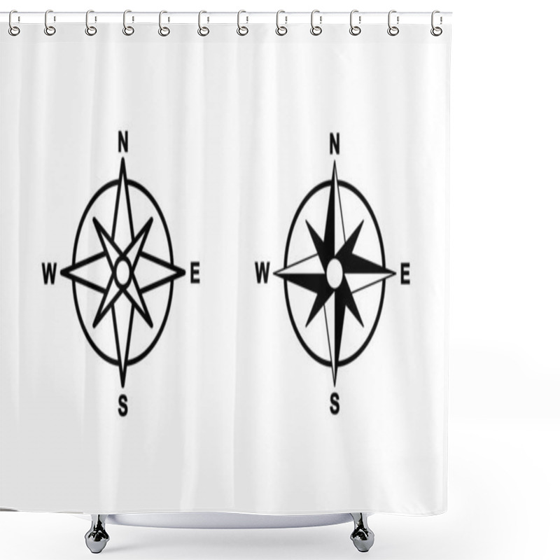 Personality  Compass Icons Set. Arrow Compass Icon Sign And Symbol Shower Curtains