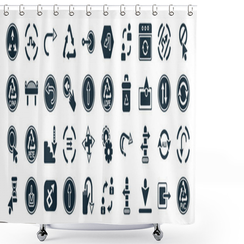 Personality  Set Of 40 Filled User Interface Web Icons In Glyph Style Such As Curved Arrows, C/pap 81, Mouse Cursor, Wait Cursor, Opposite Directions, Forbidden Cursor, Left Reverse Curve Icons Isolated On White Shower Curtains