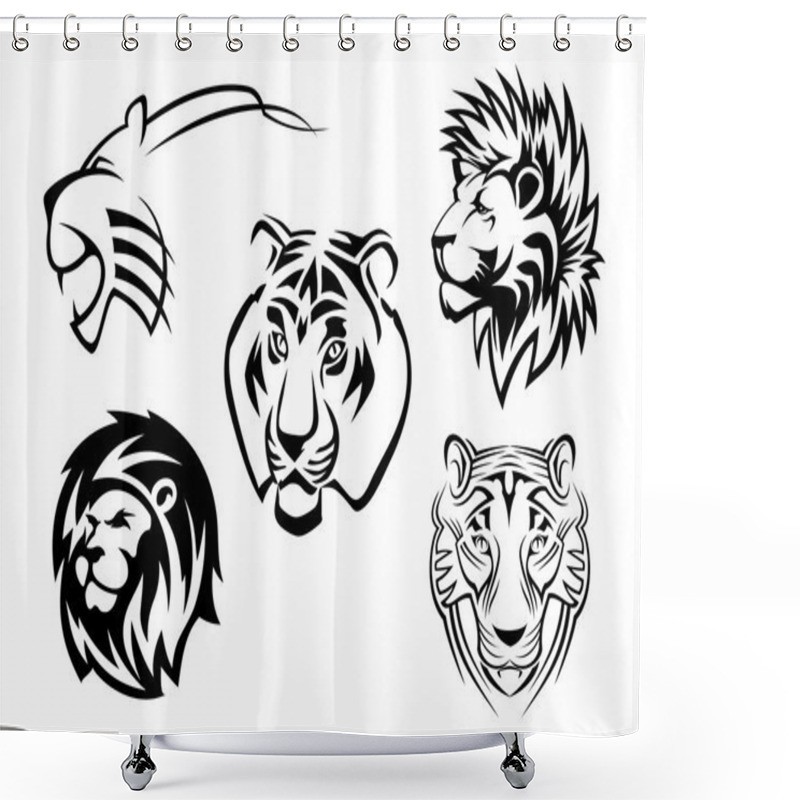 Personality  Wild Lions, Tigers And Panthers Shower Curtains