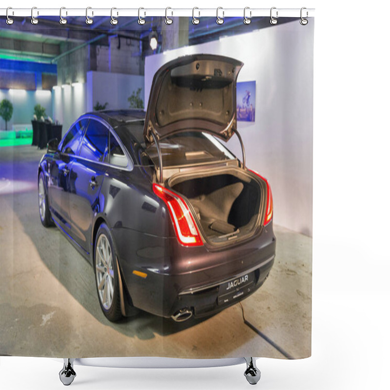 Personality  Exhibition With Jaguar XJ In Kiev, Ukraine. Shower Curtains