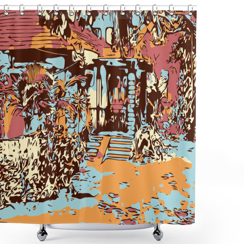 Personality  Indian Landscape Digital Graphic Artwork In Goa, Baga Shower Curtains