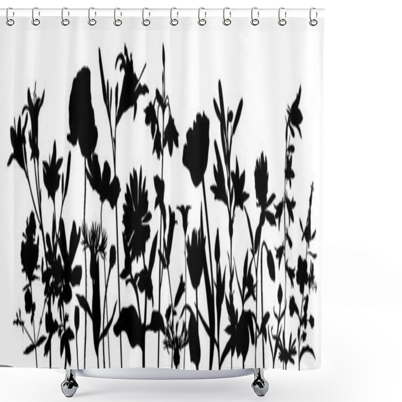 Personality  Vector Drawing Poppy Flowers Shower Curtains