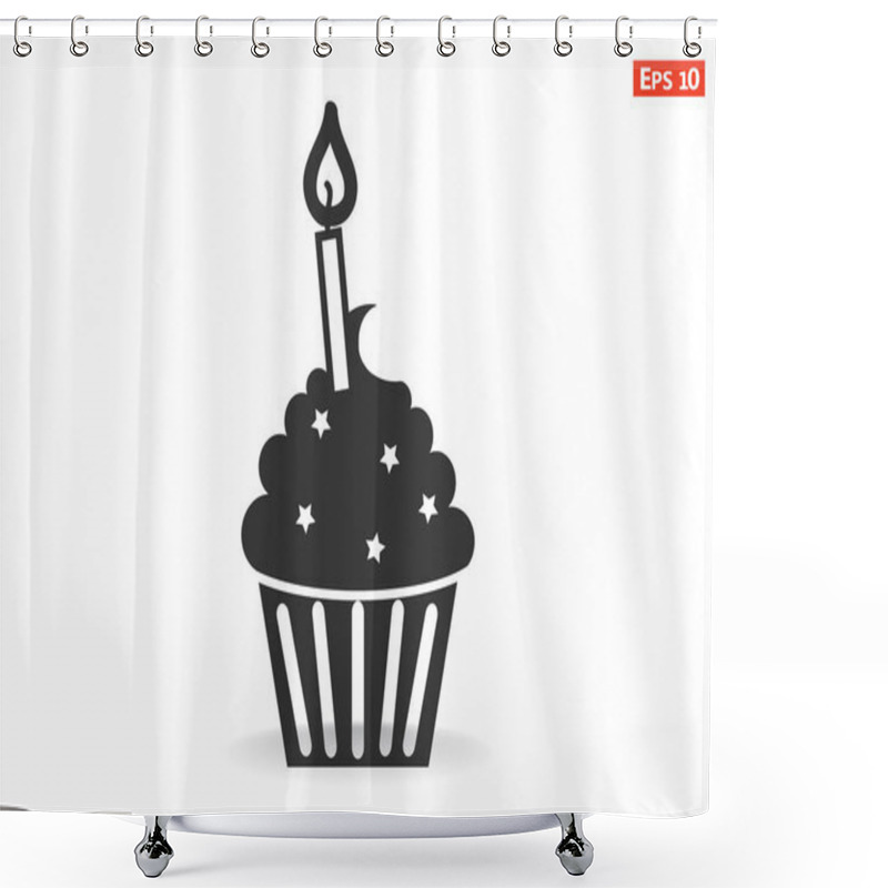 Personality  Cupcake Dessert With Candle Shower Curtains