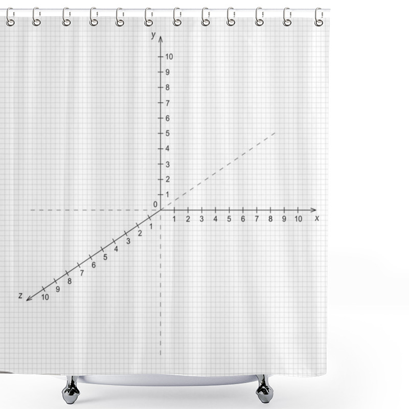 Personality  Triaxial System Of Coordinate On The Grid Shower Curtains