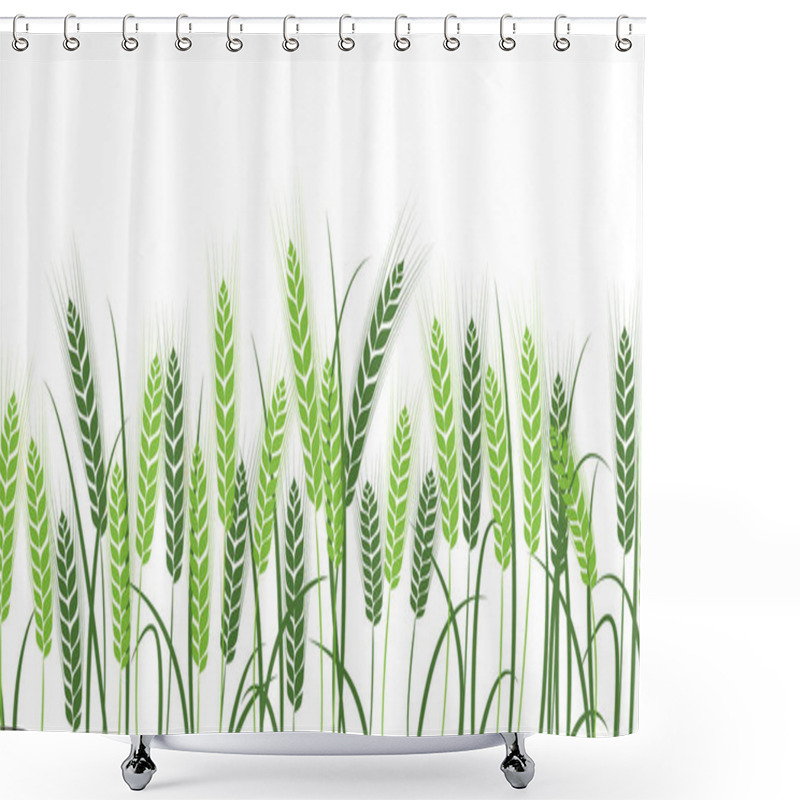 Personality  Vector Silhouette Of Wheat. Wheat In The Field On A White Background Shower Curtains