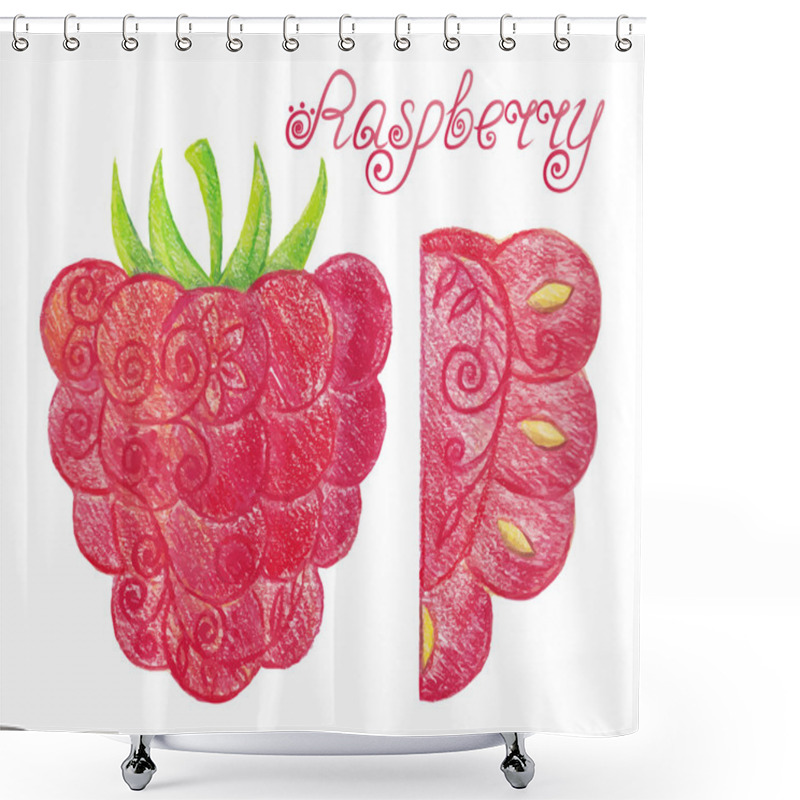 Personality  Sketchy Raspberry Shower Curtains