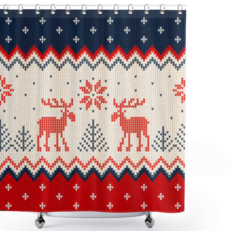 Personality  Merry Christmas New Year Greeting Card Frame Scandinavian Ornaments Deers Shower Curtains