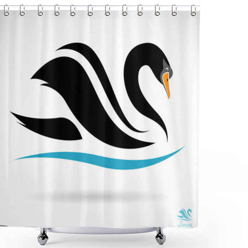 Personality  Vector Image Of A Swan Shower Curtains