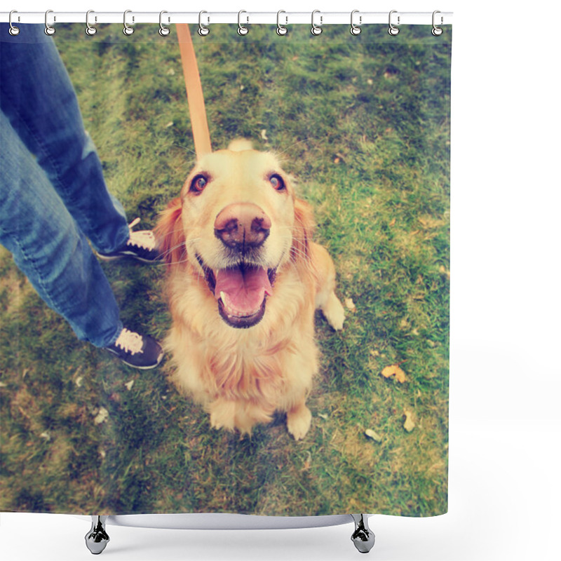 Personality  Dog In The Grass At Park Shower Curtains