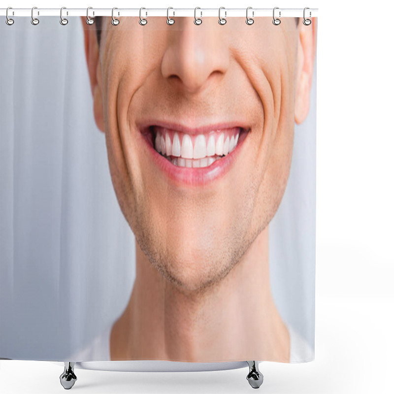 Personality  Close Up Cropped Half Face Portrait Of Attractive, Trendy, Styli Shower Curtains