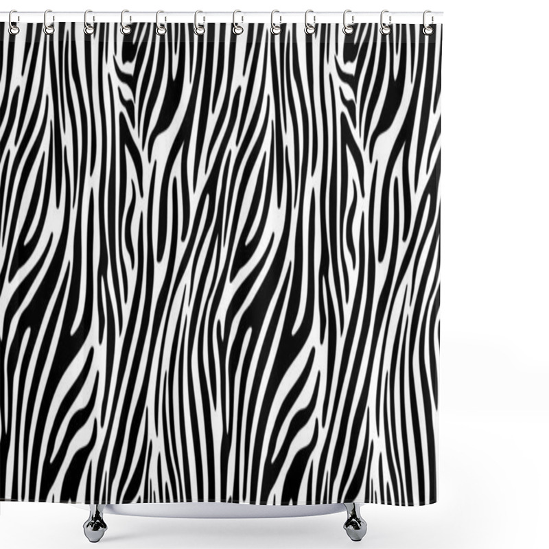 Personality  Seamless Vector Black And White Zebra Stripes Pattern. Stylish Wild Zebra Print. Animal Print Background For Fabric, Textile, Design, Cover Etc. 10 Eps Design. Stock Illustration Shower Curtains