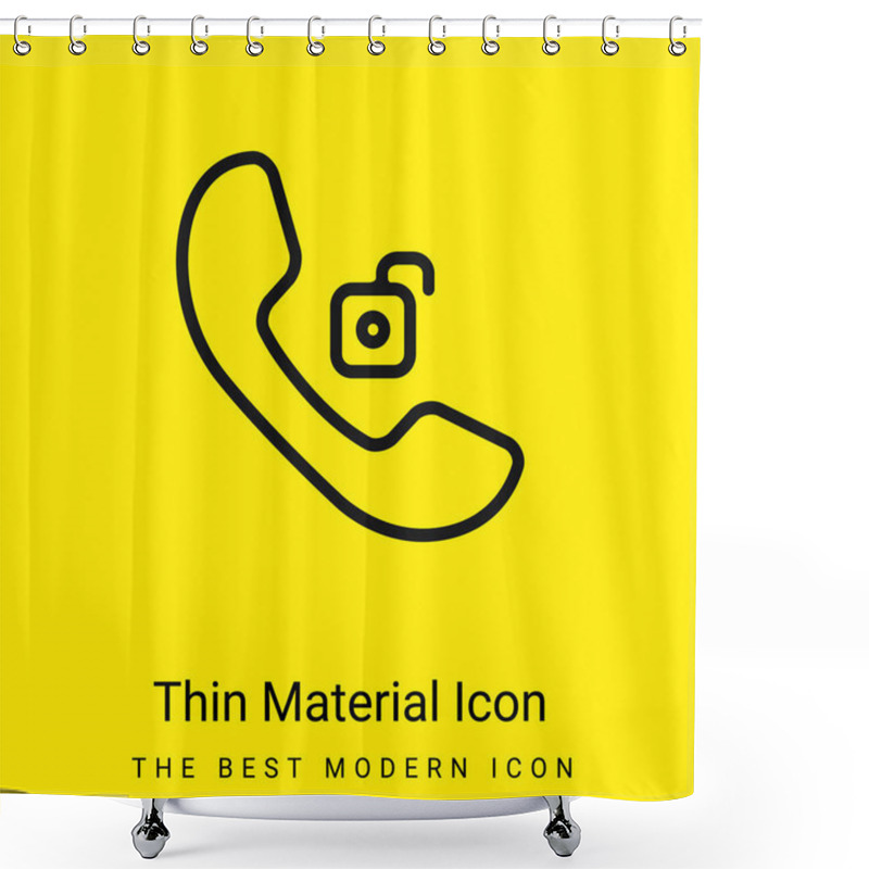 Personality  Auricular Phone Unlocked Minimal Bright Yellow Material Icon Shower Curtains