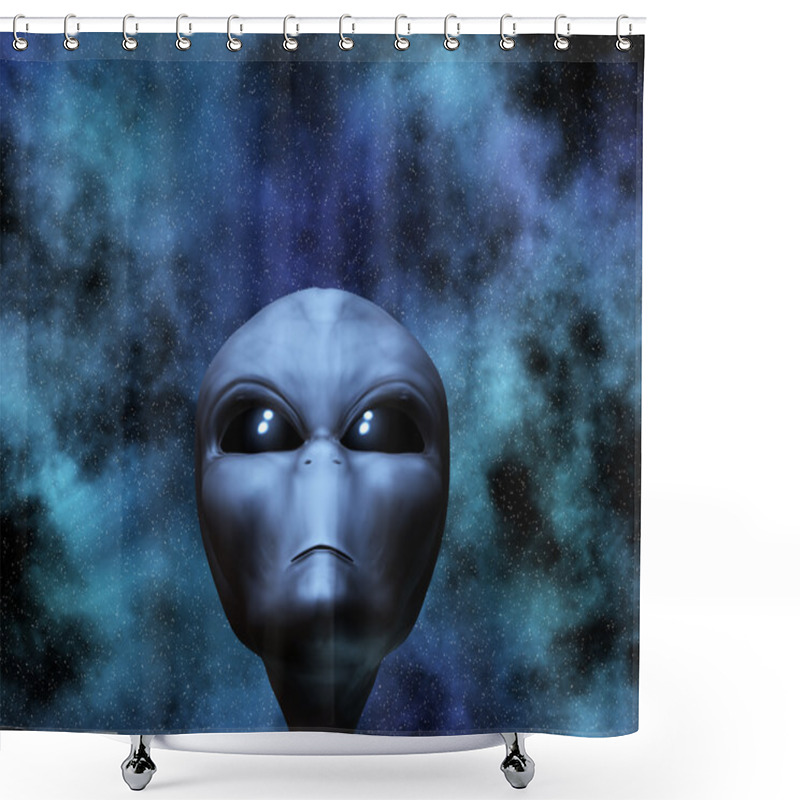 Personality  Alien Portrait With Stars Shower Curtains