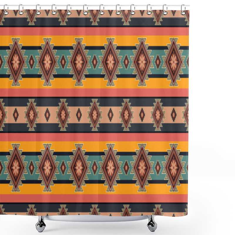 Personality  Navajo Tribal Vector Seamless Pattern. Native American Ornament. Ethnic South Western Decor Style. Boho Geometric Ornament. Vector Seamless Pattern. Mexican Blanket, Rug. Woven Carpet Illustration. Shower Curtains