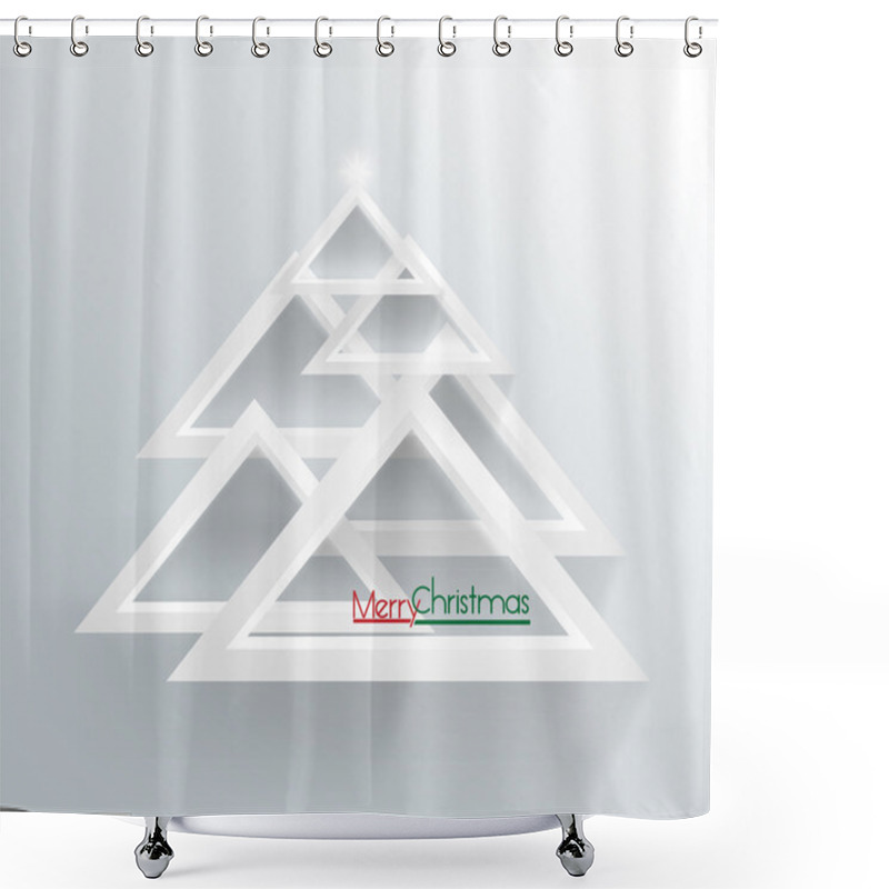 Personality  Modern Abstract Christmas Tree, 3D Geometric Shapes Shower Curtains