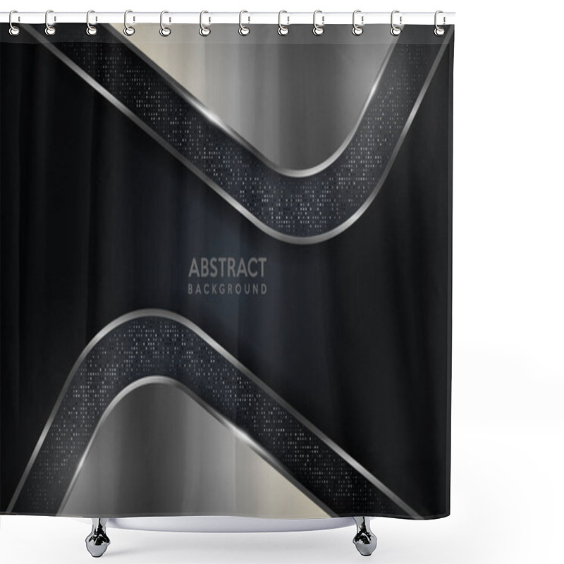 Personality  Glowing Silver Modern Dark Background With Circular Dots Element. Luxury Abstract Background Shower Curtains