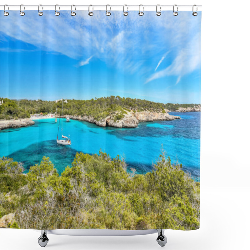 Personality  Bay Of Cala Mondrago - Beautiful Beach And Coast Of Mallorca Shower Curtains