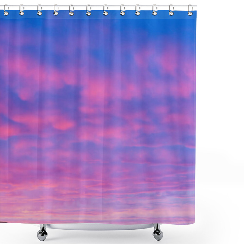 Personality  Vibrant Pink And Purple Sunrise Sky With Dreamy Cloudscape. Soft And Ethereal Morning Sky Colors Captured In A Peaceful Moment. Shower Curtains