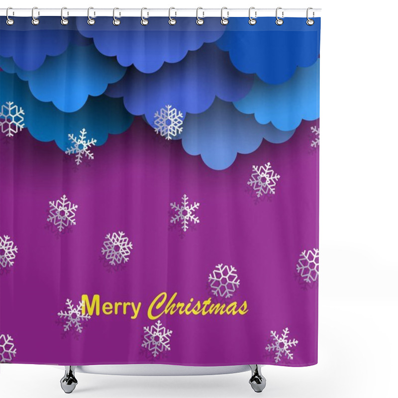 Personality  Paper Clouds With Snowflakes Shower Curtains