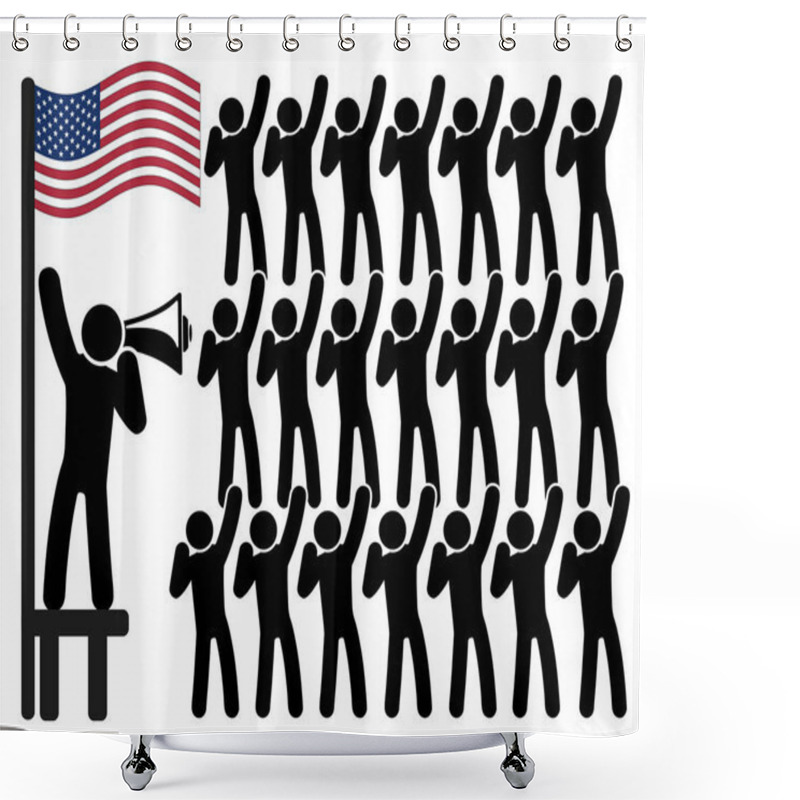 Personality  American Patriotism. Concept Sign Of Political Leader And His Followers Shower Curtains