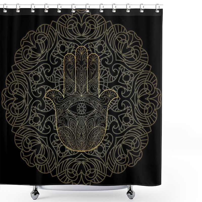 Personality  Hand Of Fatima With Mandala Shower Curtains