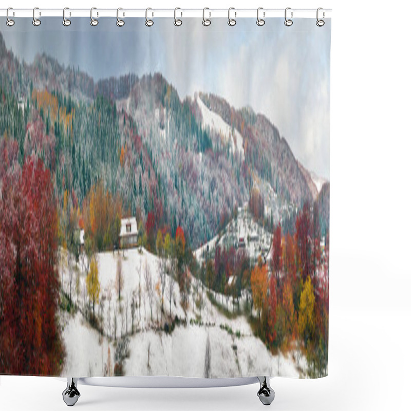 Personality  First Snow Fall In The Carpathian Village Shower Curtains