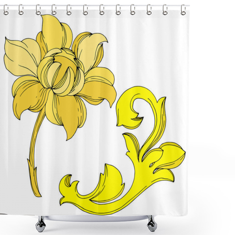 Personality  Vector Golden Monogram Floral Ornament. Black And White Engraved Ink Art. Isolated Monograms Illustration Element. Shower Curtains