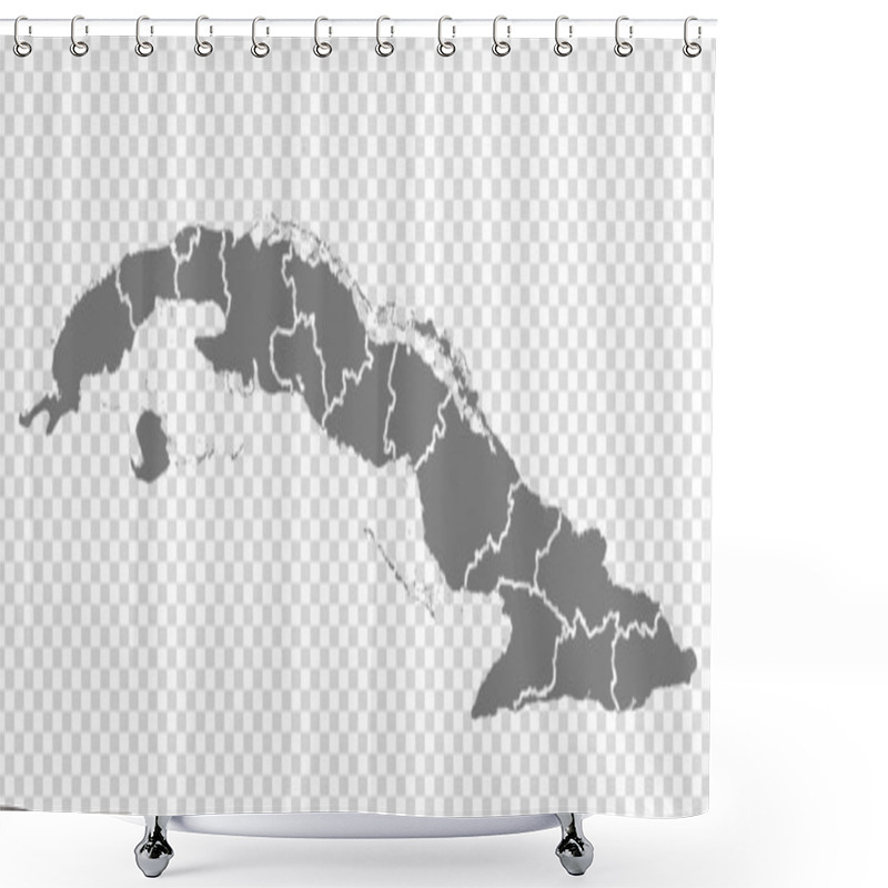 Personality  Blank Map Republic Of Cuba. High Quality Map Of  Cuba With Provinces On Transparent Background For Your Web Site Design, Logo, App, UI.  America. EPS10. Shower Curtains